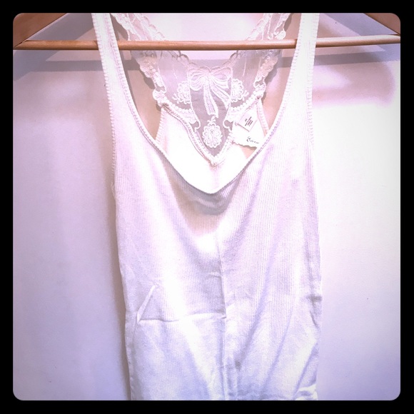Anthropologie Tops - Anthropologie Eloise Cream Ribbed + Lace Tank